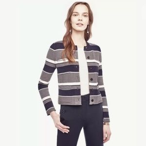 Ann Taylor Striped Knit Sweater Jacket Cardigan